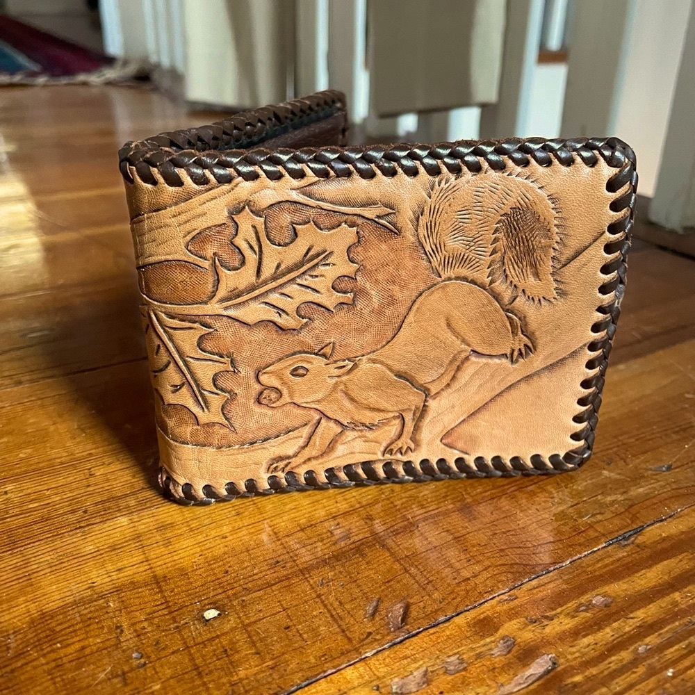 Father's Day Wallet Hand-Tooled Vintage Carved Leather BOB Hunting